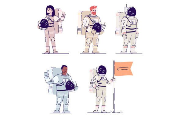 Astronauts in Spacesuit Illustration Set for Creators