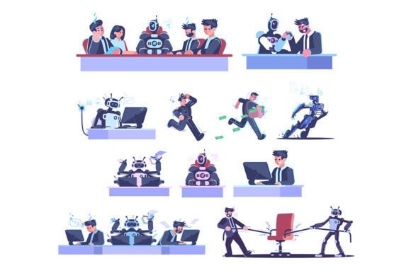 Robots and Humans Collaborating in Modern Illustration